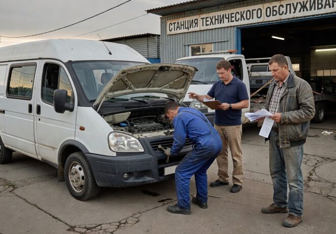 Коммерческий фургон с неисправной коробкой